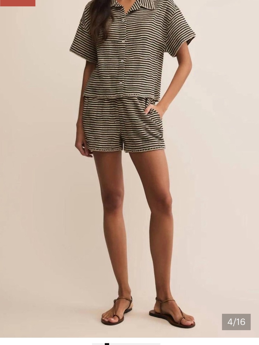 ZSupply Black and White Stripe Knit Top & Short matching set (XS top, S bottom)